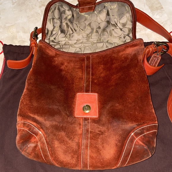 Coach Rich Brown Suede Crossbody Bag - Picture 2 of 9